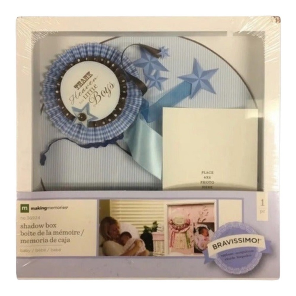 Bravissimo Making Memories Baby Boy Shadow Box 11" Blue Photo‎ Keepsake New
